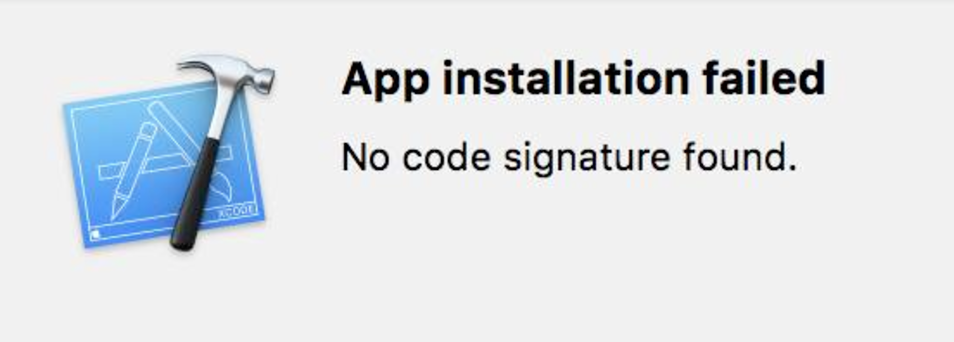 No code signature found